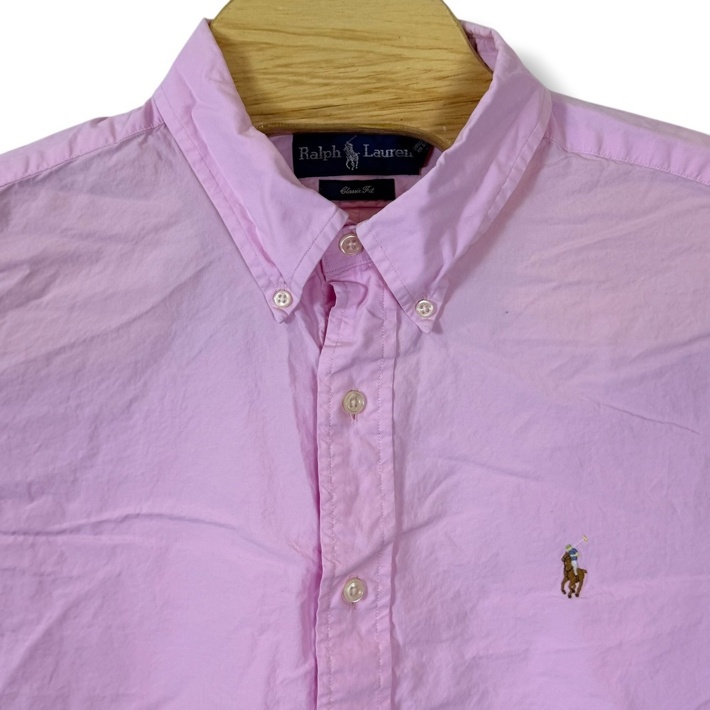 Ralph Lauren Button Down Men XXL Pink Classic Fit Flesh Pony Logo Preppy - Picture 3 of 9